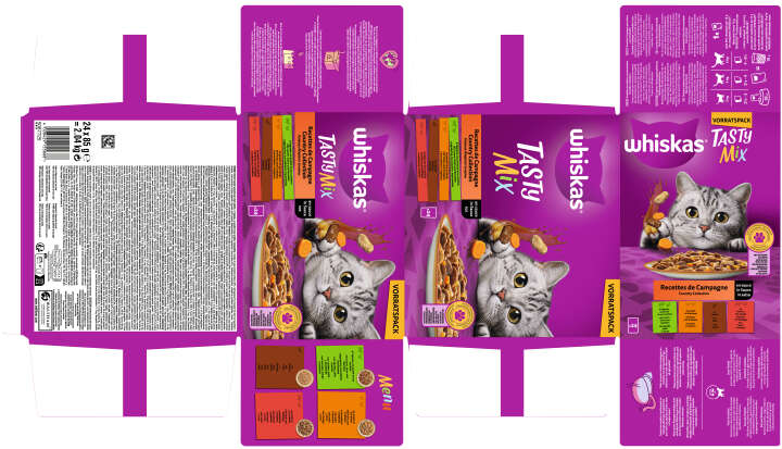 whiskas TASTY MIX Katzen-Nassfutter Portionsbeutel Multipack Country Collection in Sauce 24 x 85g